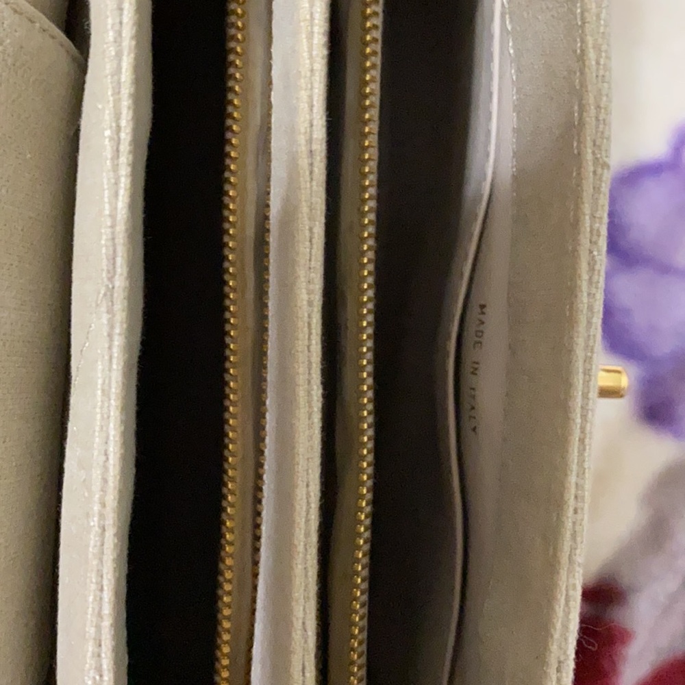 CHANEL Kelly Cc Medium Quilted Flap Turnlo Beige - Gold Canvas Shoulder … - Picture 12 of 14